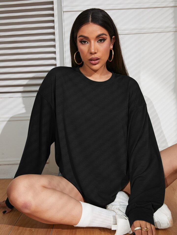 SHEIN EZwear Solid Drop Shoulder Tee | SHEIN