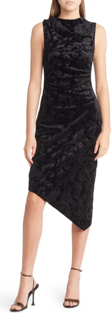 Charles Henry Ruched Velvet Midi Dress | Nordstrom | Nordstrom