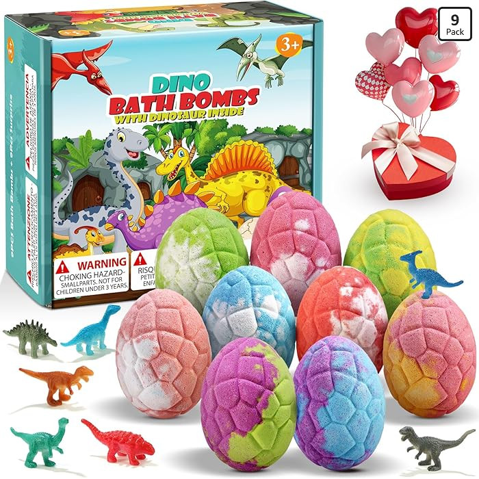 Qivatex Bath Bombs for Kids with Dinosaur Toys Inside, Valentines Day Gifts for Kids, Easter Bask... | Amazon (US)