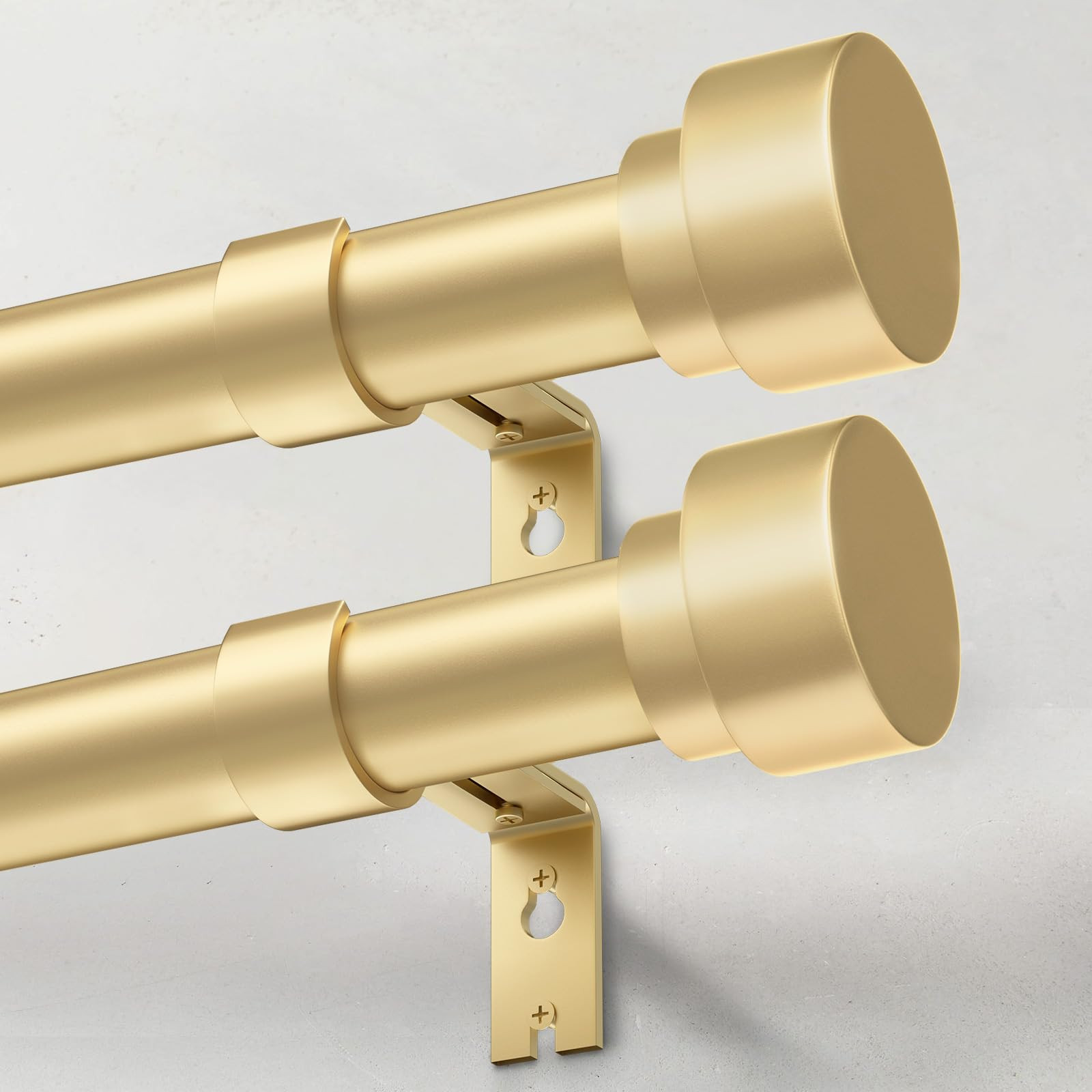 2 Pack Heavy Duty Curtain Rods for Windows 28 to 48 Inch, 1 Inch Gold Adjustable Curtain Rod Set ... | Amazon (US)