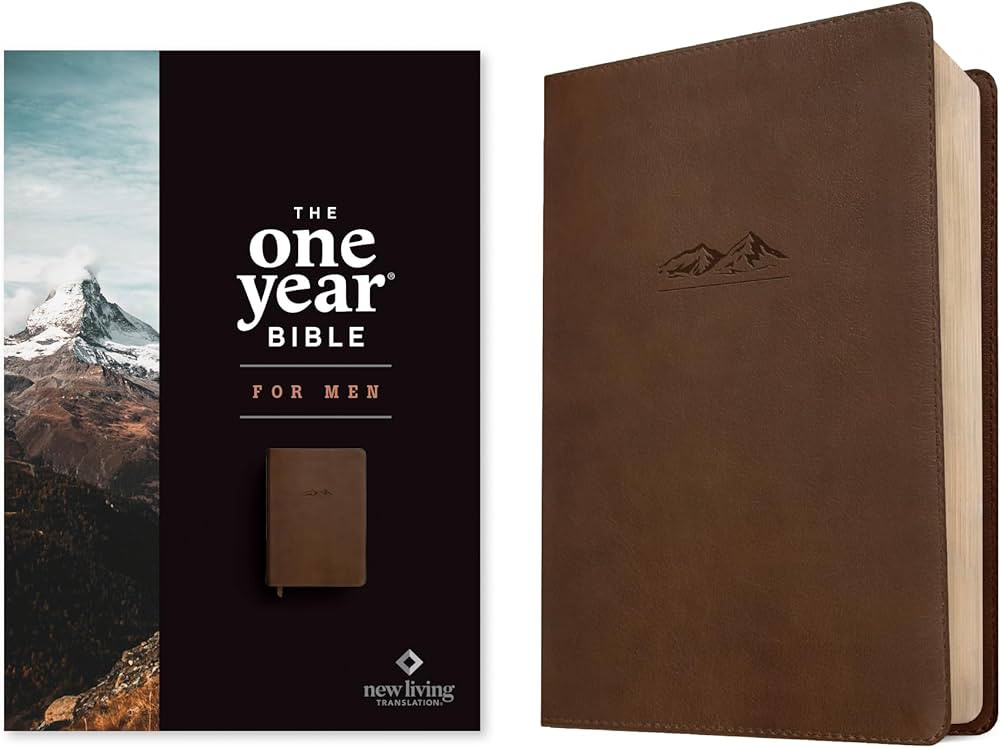 NLT The One Year Bible for Men (LeatherLike, Rustic Brown Mountain) | Amazon (US)