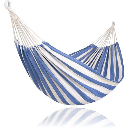 SUNCREAT Large Hammocks for Outside, Long Replacement Hammock Two Person for Stand, Blue White Stripes | Amazon (US)