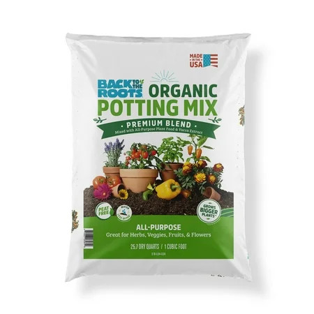 Back to the Roots Organic Premium Blend All-Purpose Potting Mix Soil 1 Cubic Foot Bag | Walmart (US)