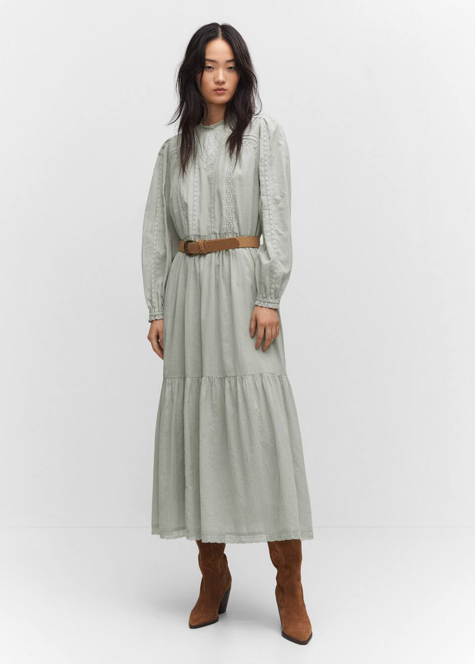 Long dress with lace detail -  Women | Mango USA | MANGO (US)