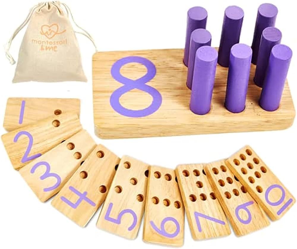 Counting Peg Board | Montessori Math and Numbers for Kids | Wooden Math Manipulatives Materials | Amazon (US)