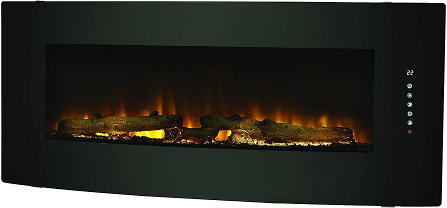 Muskoka 42" Contemporary Curved Front Slim Line Wall Mount Infrared Electric Fireplace, Black Gla... | Amazon (US)