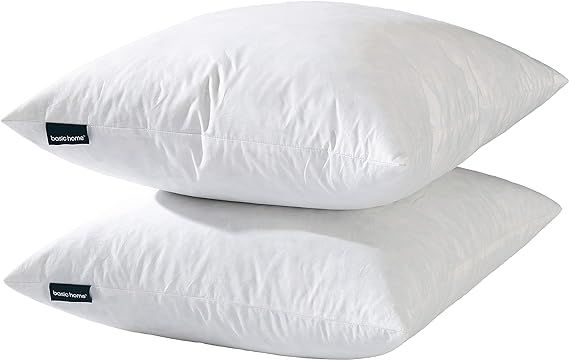 26x26 Euro Throw Pillow Inserts-Down Feather Pillow Inserts-Cotton Fabric-Set of 2-White. | Amazon (US)