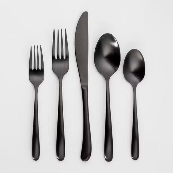 5pc Stainless Steel Kayden Silverware Set Matte Black - Threshold™ | Target