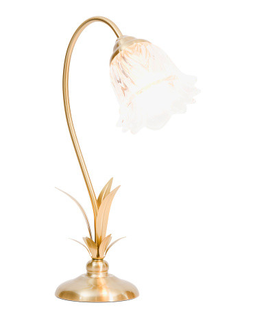 20in Metal Scalloped Glass Flower Task Lamp | TJ Maxx