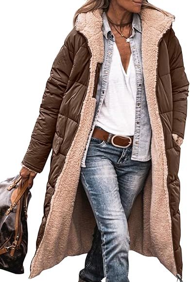 PRETTYGARDEN Women's 2024 Winter Fashion Clothes Oversized Shearling Fleece Long Coats Jackets | Amazon (US)