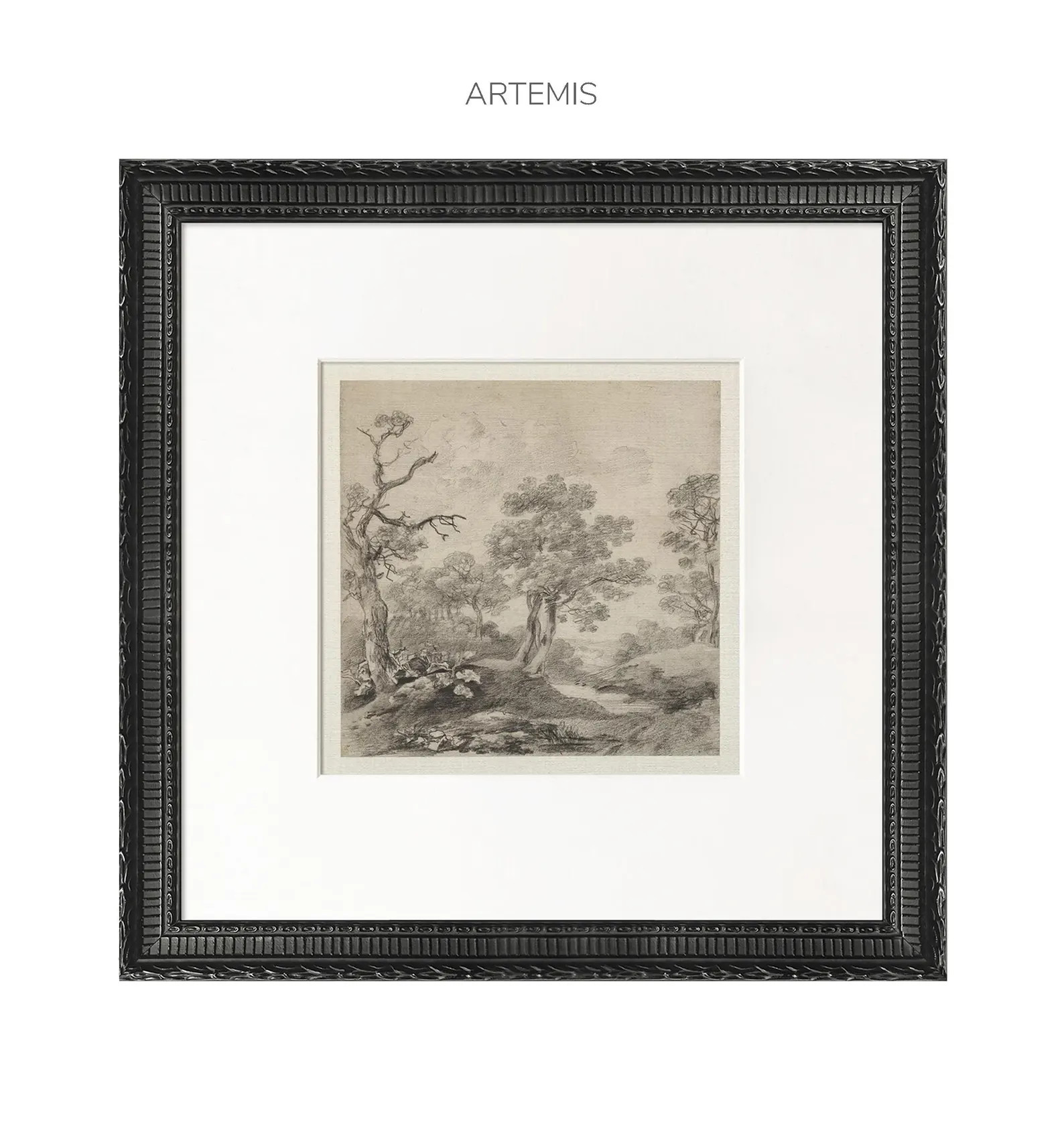 Framed Tree Sketch Art Print: Forest Landscape Drawing, Gold Frame #9 | Etsy (US)