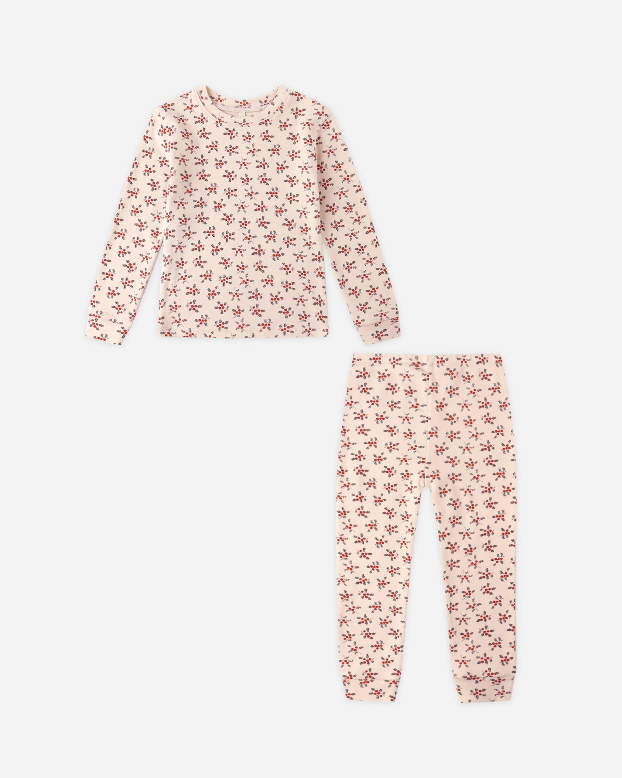 Organic Long Sleeve Pajama Set || Holly Berry | Rylee + Cru