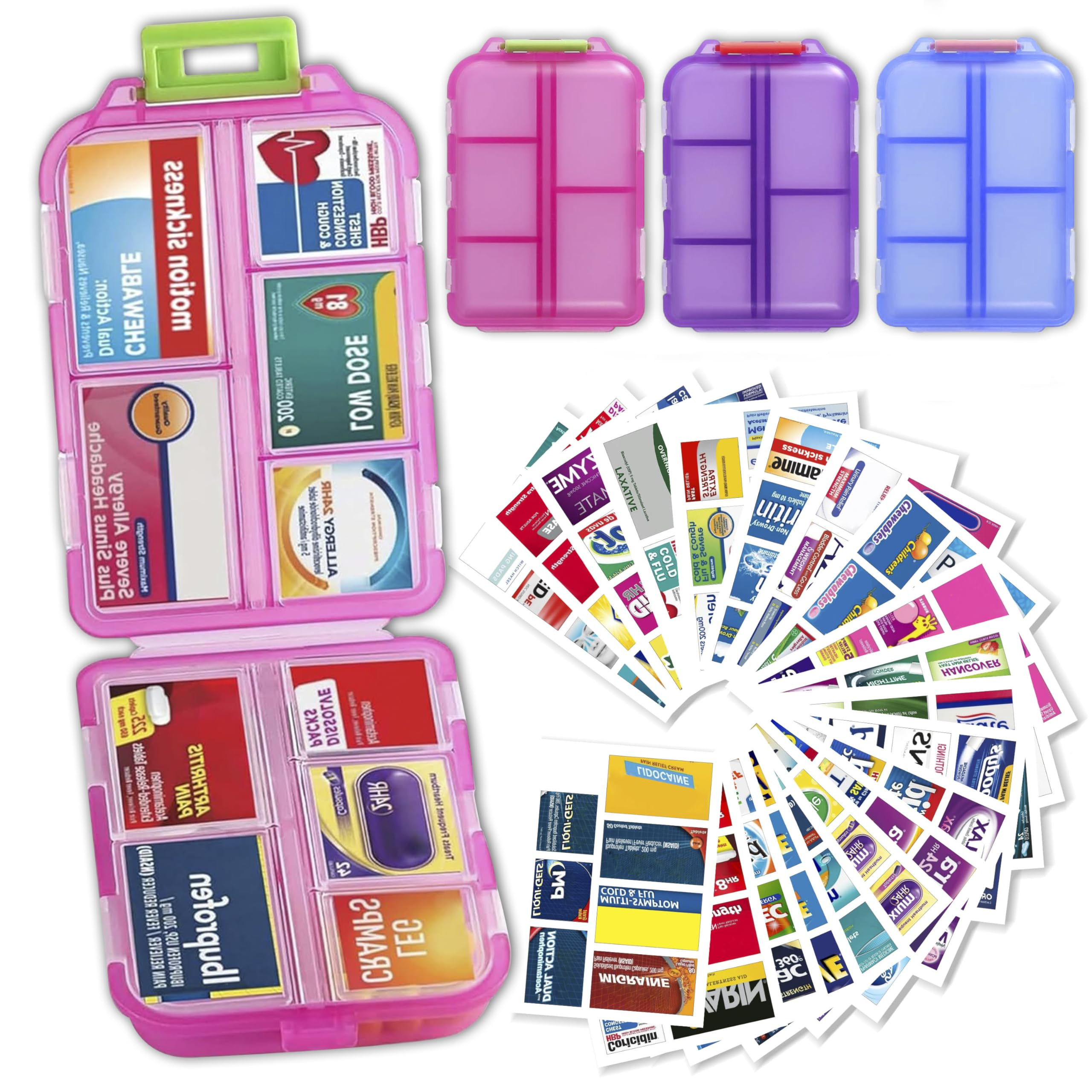 Pill Organizer with Medicine Labels, Travel Daily Pill Container, Mini Medication Organizer, 7-Da... | Amazon (US)