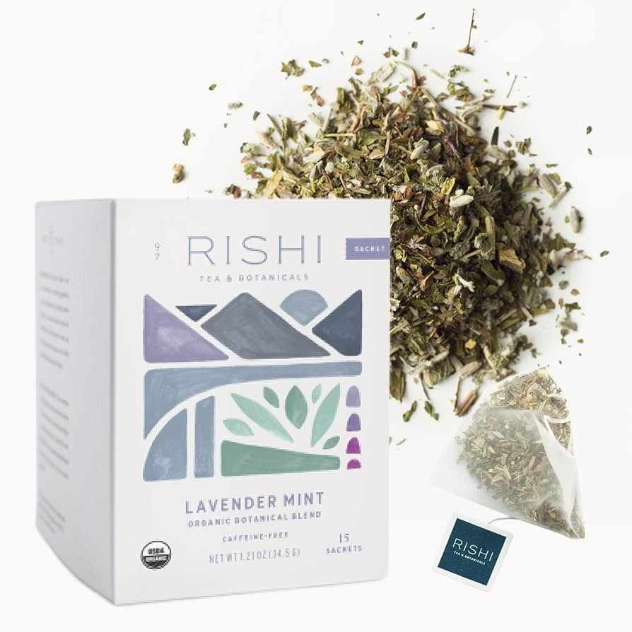 Rishi Tea Lavender Mint Herbal Tea - Organic, Caffeine Free Sachet Bags, Calming Lavender with Pe... | Amazon (US)