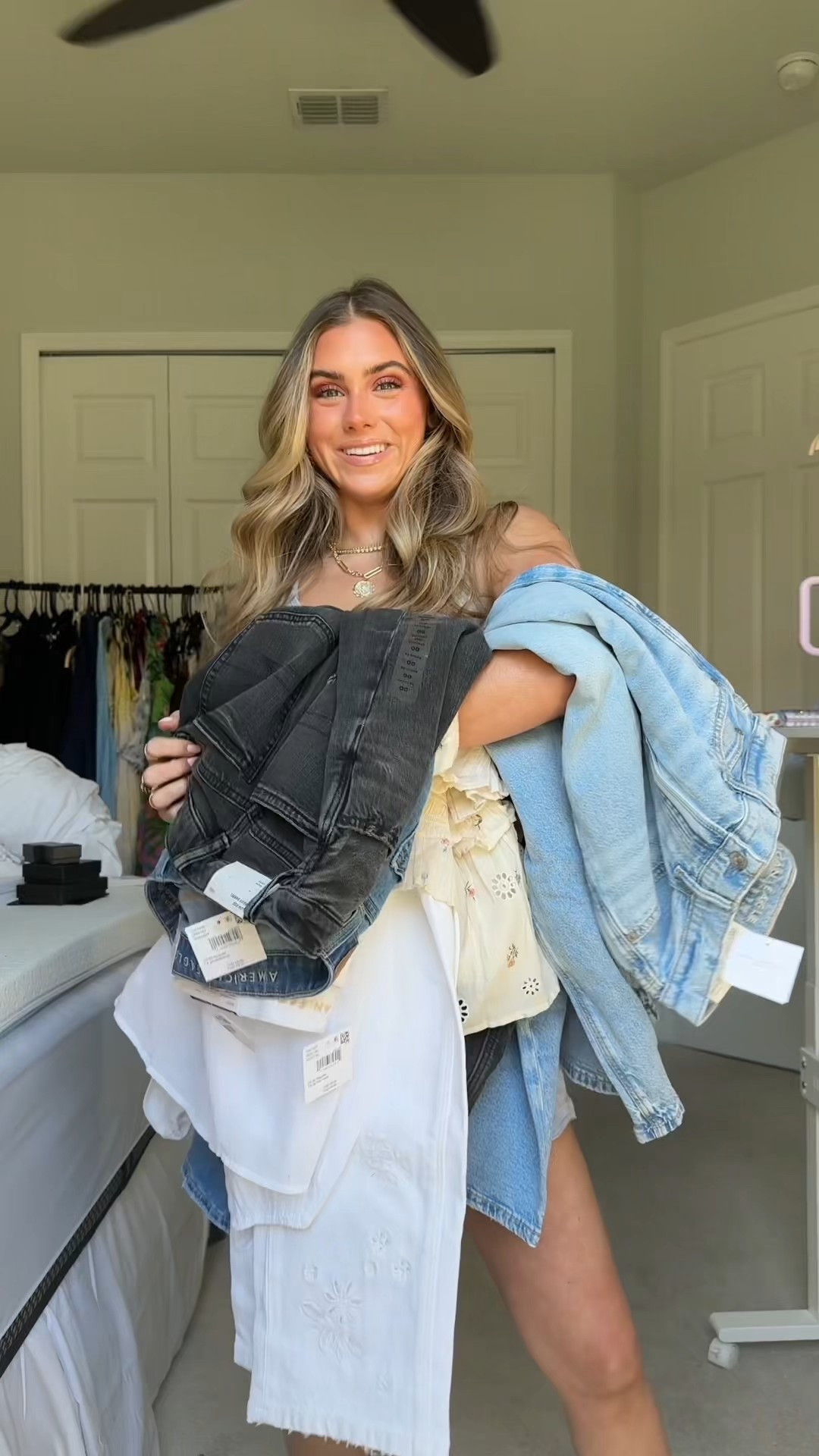 a big ole box of new American Eagle goodies the perfect pieces for spring and summer fashion I cannot wait to mix and match to create different outfits 😌💓 I am 5’4 and size 25 waist for reference. If you want to see a try on, LET ME KNOW!!! @American Eagle 

#americaneagle #americaneaglehaul #springfashion #springstyle #summerstyle #summerfashion #tryonhaul #tryon #tryonwithme #trendyoutfits #trendyclothes #styleinspo #trending #currentfashiontrend #fashiontrends #aerienewarrivals #americaneagleshorts #americaneagletryon #aegifted #aejeans spring fashion, spring style, American Eagle, American Eagle try on haul, new arrivals, summer fashion, warm weather outfits, AE jeans, jeans for summer. 

#LTKWatchNow #LTKSaleAlert #LTKFindsUnder50