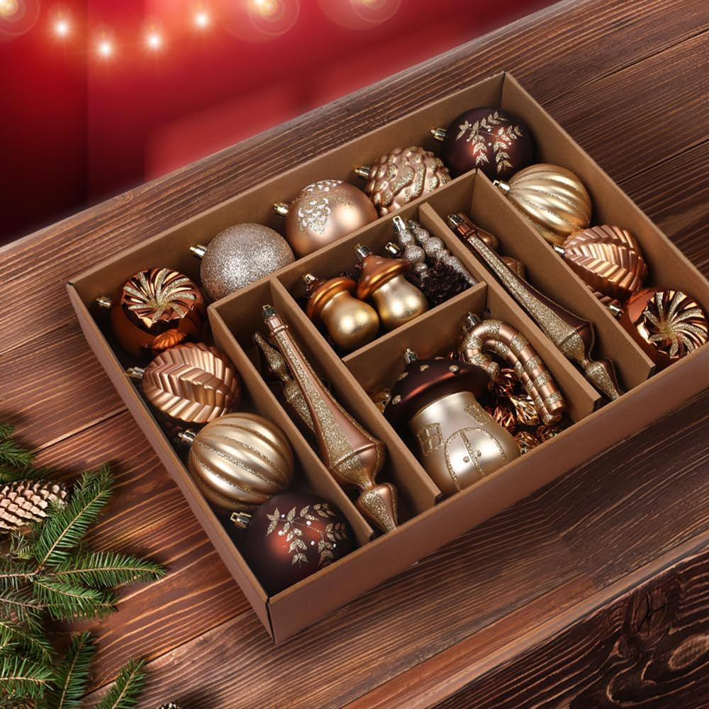 52pcs Christmas Tree Ornaments Set, Plastic Shatterproof Hanging Baubles for Xmas Tree Decor, Hol... | Amazon (CA)