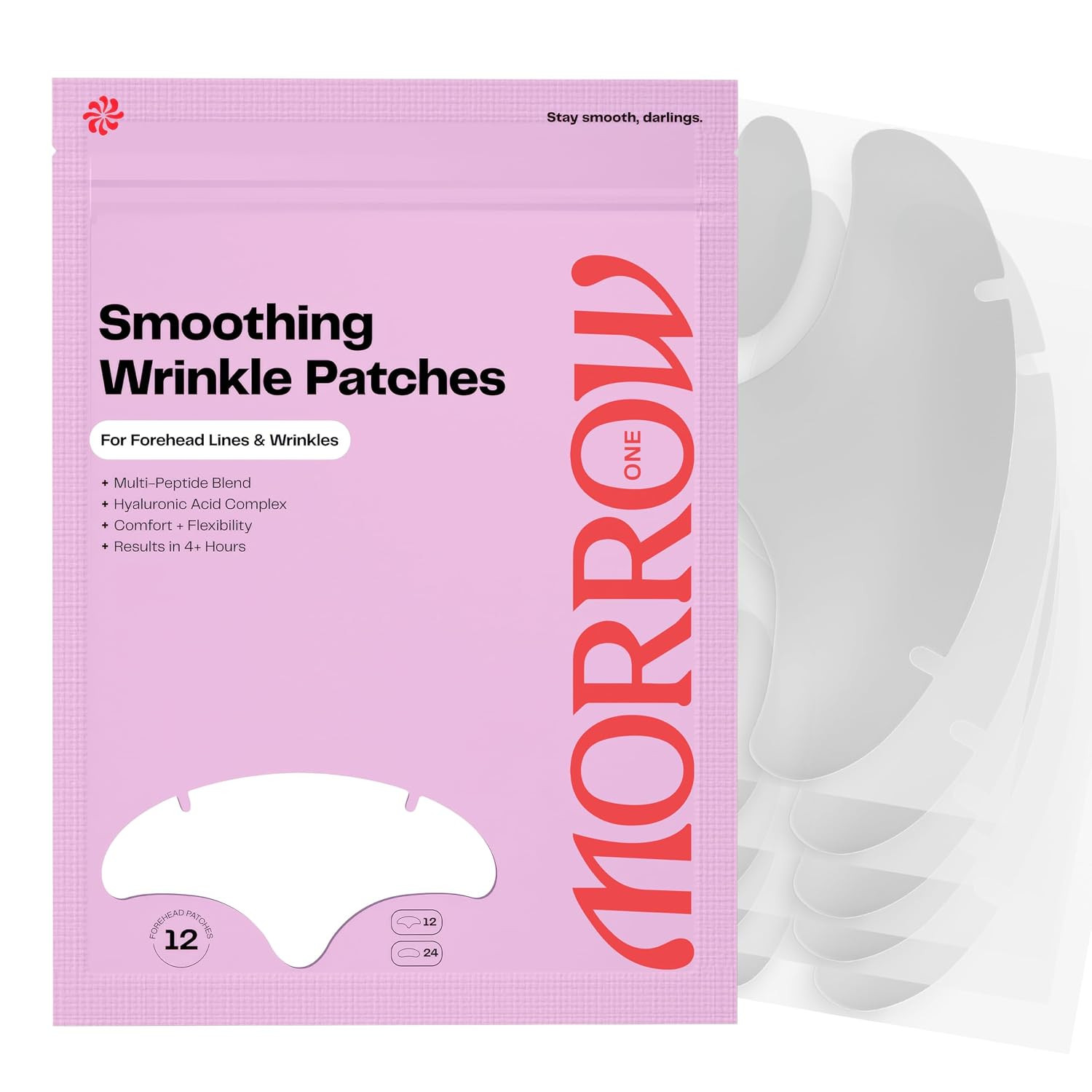 Morrow Beauty - Peptide-Infused Smoothing Forehead Wrinkle Patches - Overnight Patches for Smoothing Fine Lines and Wrinkles, Anti Aging Stickers for Forehead, Bonus Smile Line (36 Count) | Amazon (US)
