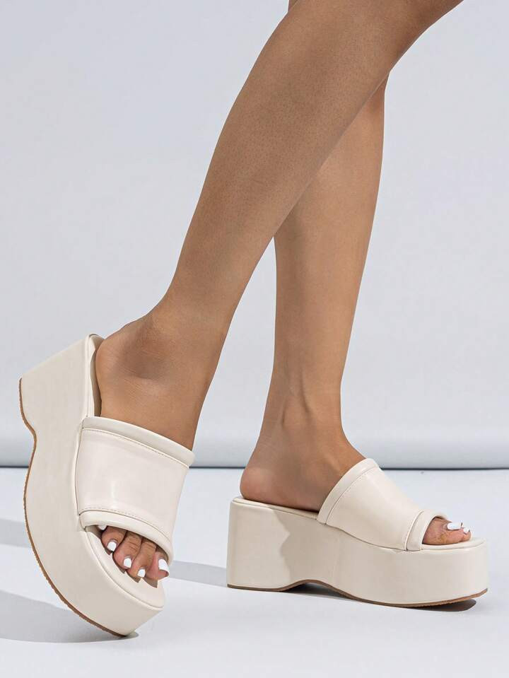 Women Minimalist Wedge Slide Sandals, Elegant Sandals | SHEIN