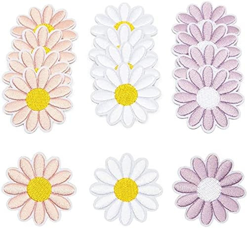 Fabric Iron On Patches, Daisy Flowers in 3 Colors (1.8 x 1.8 in, 12 Pack) | Amazon (US)