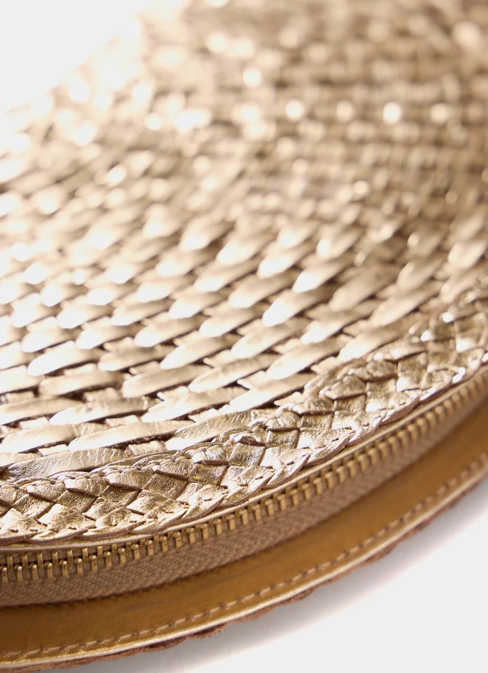 Bea Gold Leather Woven Clutch | Mint Velvet - UK