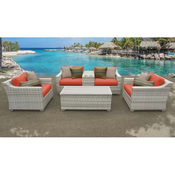 Falmouth 4 Piece Rattan Sectional Seating Group with Cushions | Wayfair North America