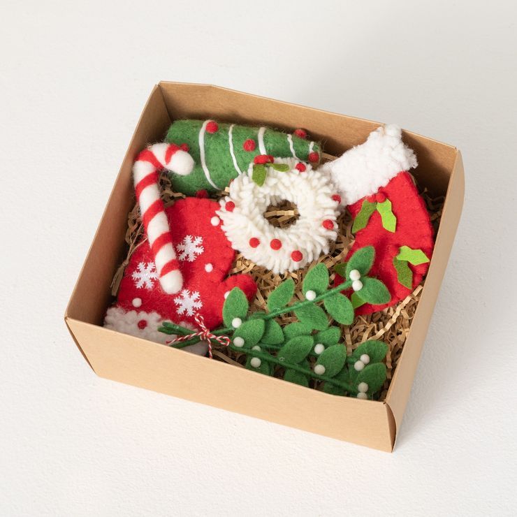 Felt Christmas Ornament Box Multicolor 4.75"H Wool Set of 6 | Target