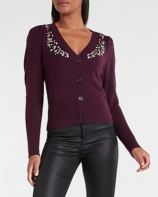 Embellished Button Up Cardigan | Express