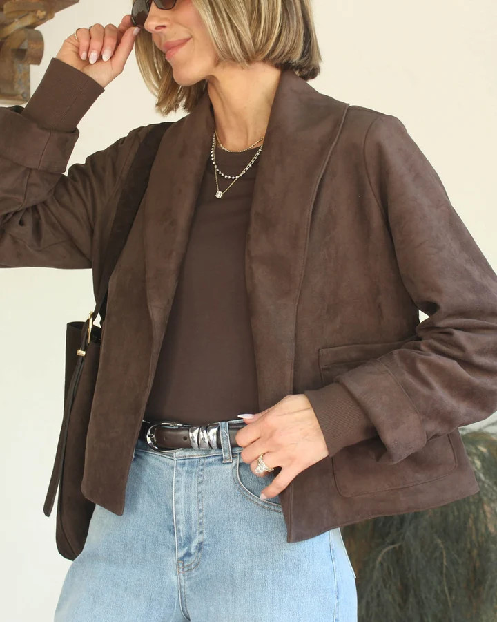 Splendid x @Cellajaneblog Faux Suede Crop Icon Coat | Splendid