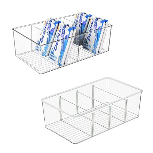Pantry Organizers and Storage - 2 Pcs Kitchen Organizers and Storage for Fridge,Drawer and Refrigerator - Spice Organization for Cabinet,Clear Plastic Stackable Storage Bins for Snack Organizer | Amazon (US)