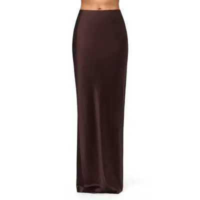 Naked Wardrobe Silk Maxi Skirt in Noir Green at Nordstrom, Size Small | Nordstrom
