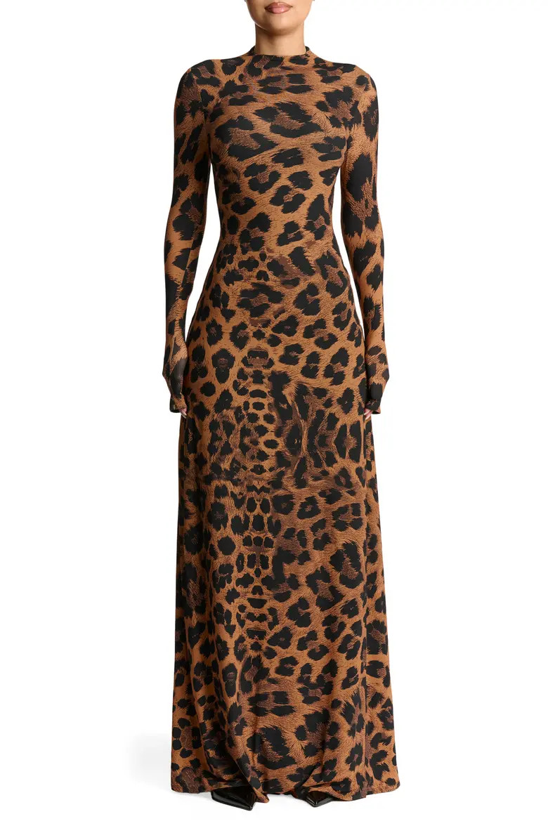Leopard Print Long Sleeve Maxi Dress | Nordstrom