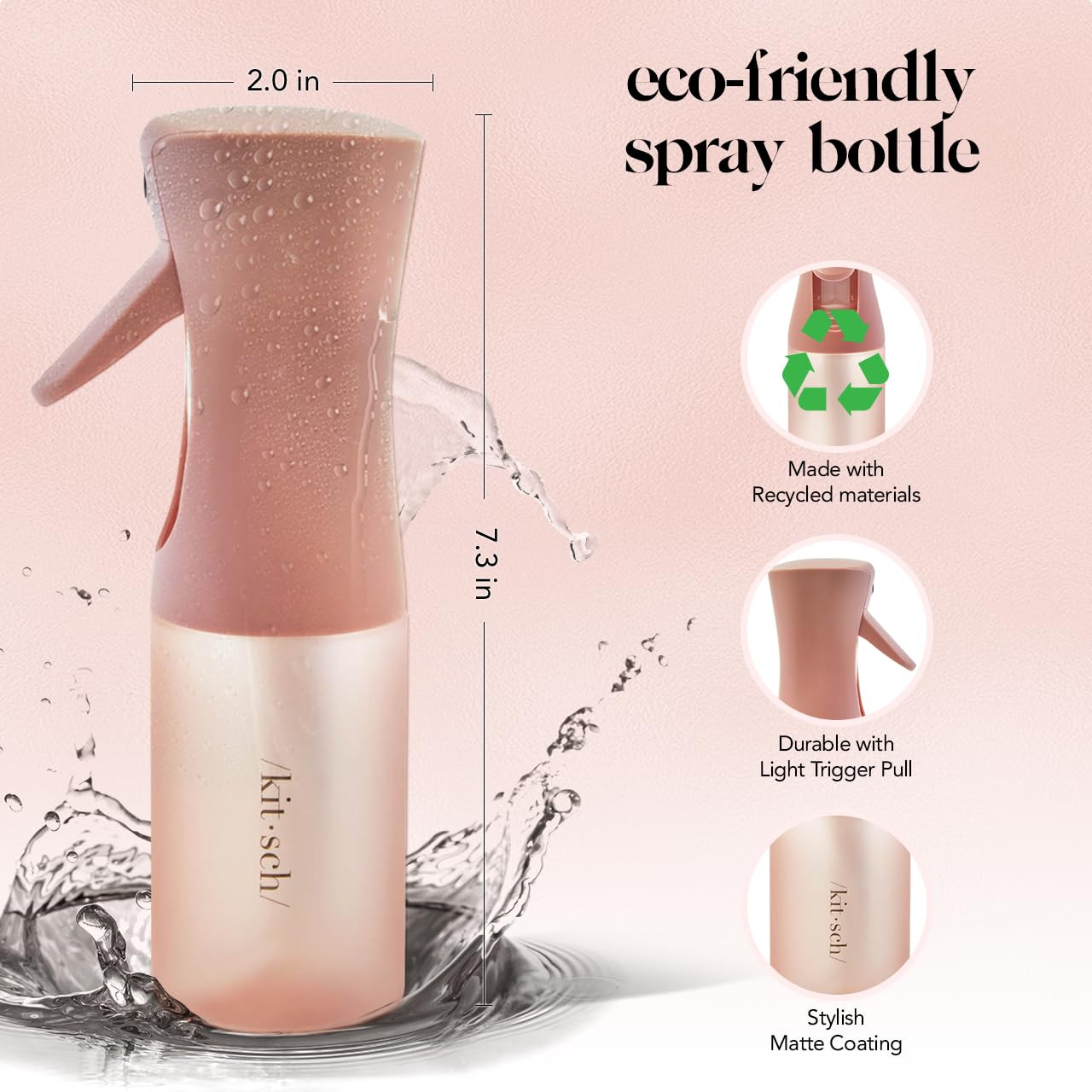 Kitsch Continuous Spray Bottle for Hair – Fine Mist Water Mister for Hair Styling – Spray Bot... | Amazon (US)