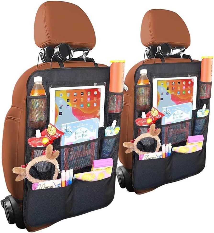 Car Seat Back Organizer,2 Pack Kick Mats Back Seat Protector with Touch Screen Tablet Holder for ... | Amazon (US)