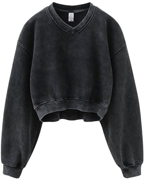 Sweatshirt for Women Acid Wash Athletic Hoodie Heritage Fleece V-neck Long Sleeve Hoodie Fleece W... | Amazon (US)