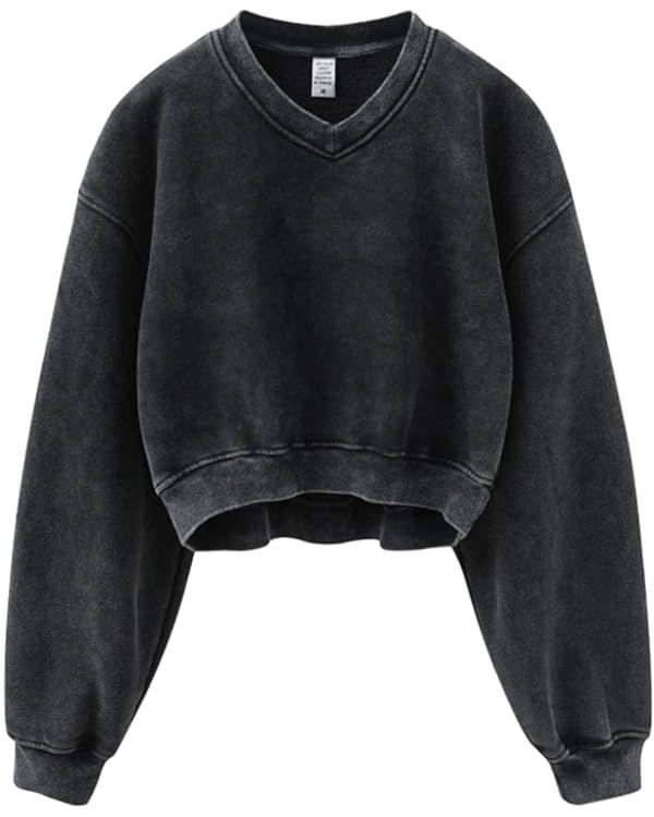 Sweatshirt for Women Acid Wash Athletic Hoodie Heritage Fleece V-neck Long Sleeve Hoodie Fleece W... | Amazon (US)