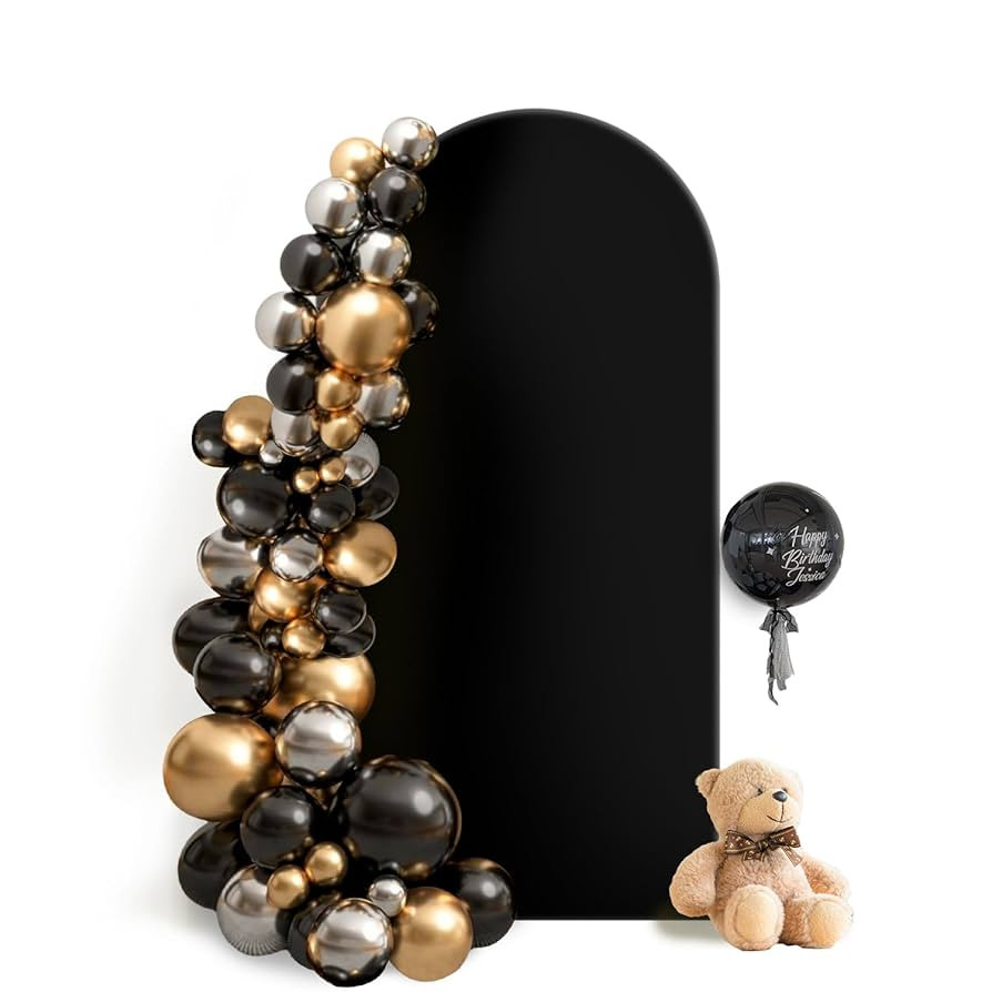 Hemmotop 6 ft Black Arch Backdrop Cover - 2-Sided Spandex Arch Stand Covers Stretchy Backdrop, fo... | Amazon (US)