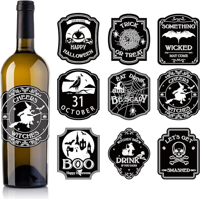 27 Pieces Halloween Bottle Labels Halloween Wine Bottle Stickers Labels Waterproof Wine Labels Sc... | Amazon (US)
