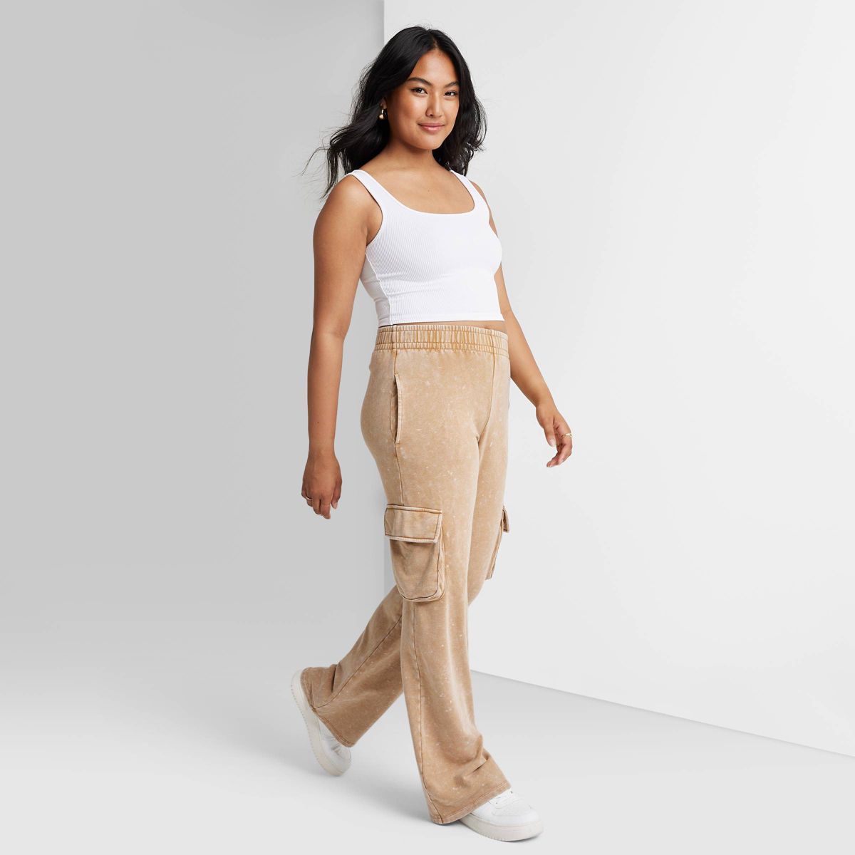 Women's High-Rise Wide Leg Fleece SweatPants - Wild Fable™ Brown XS | Target
