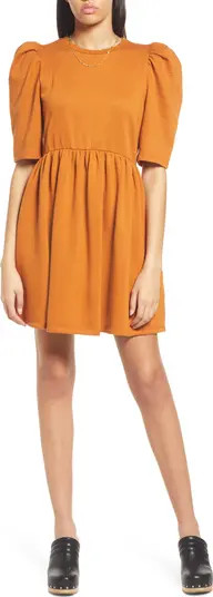 Puff Sleeve Organic Cotton & Recycled Polyester Minidress | Nordstrom