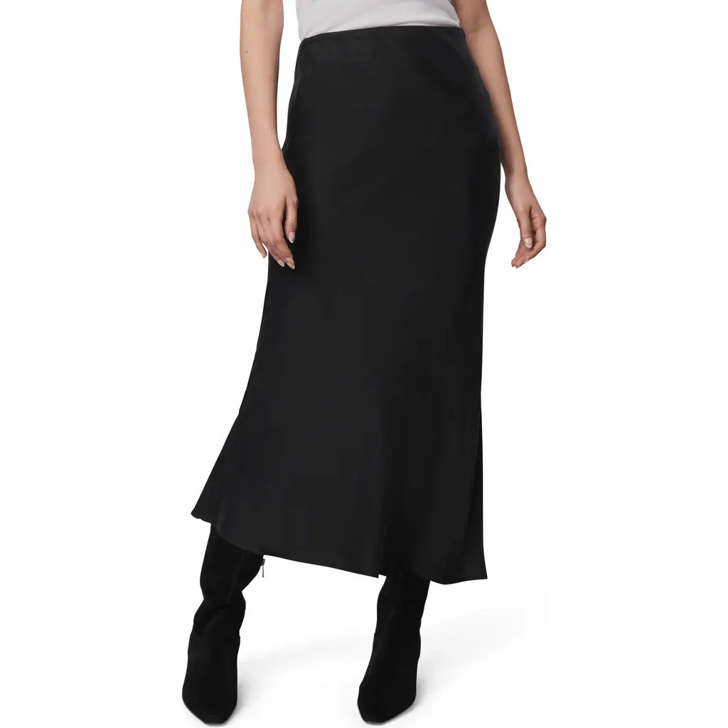 Splendid Serena Side Slit Satin Midi Skirt in Black at Nordstrom, Size Small | Nordstrom