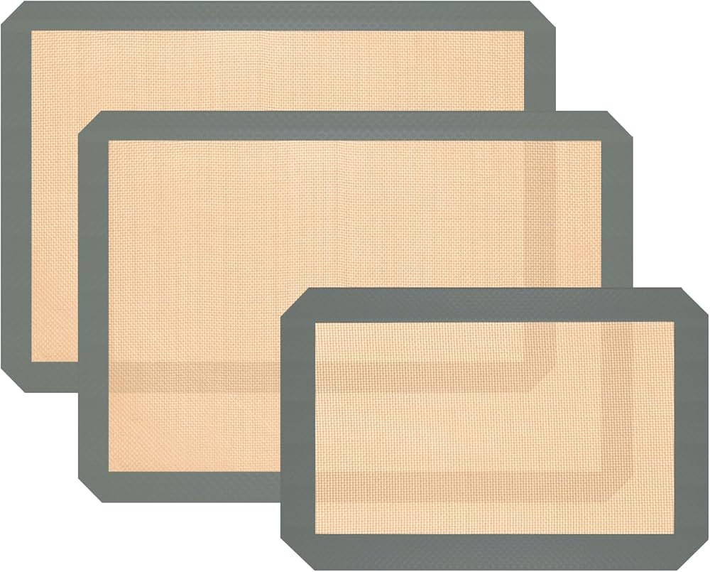 Silicone Baking Mat, Set of 3 Reusable Non-Stick Food Safe Baking Sheets for Cookies, Bread and P... | Amazon (US)