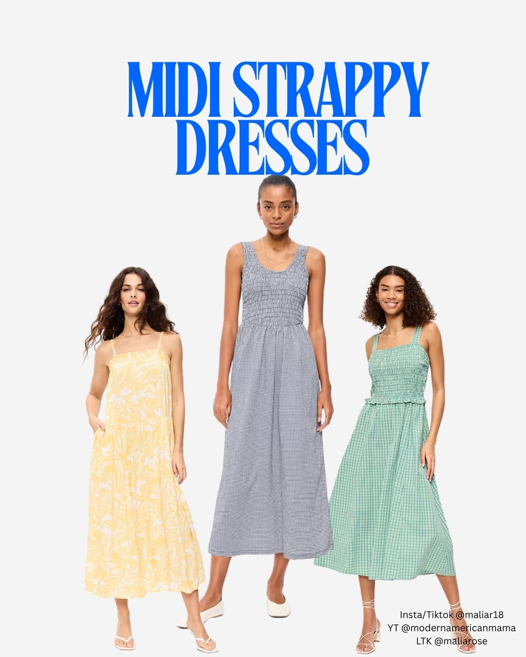 Old Navy is the best place to go for all sizes inclusive items and outfits! They have petite regular and tall sizes as well as sizes from small to 4X don’t miss out on these midi strap dresses especially today. Everything is 50 to 60% off 

#LTKootd #LTKSaleAlert