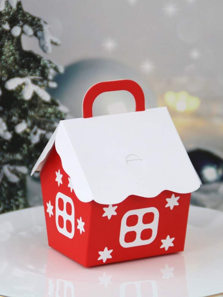 5pcs Christmas House Shaped Candy Box | SHEIN