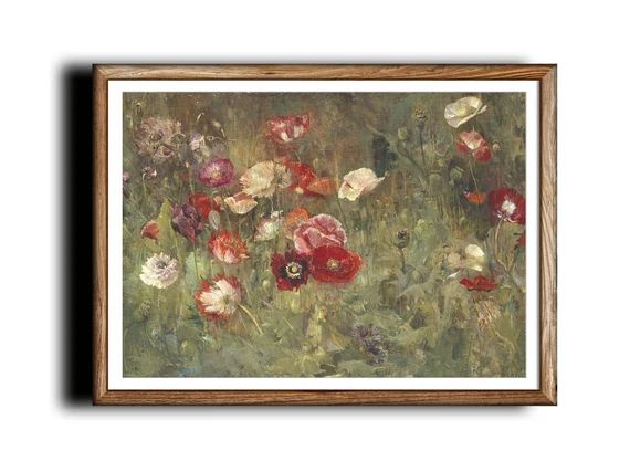 Poppies Painting, Vintage Floral Print, Farmhouse Decor, Printable Art | Etsy (US)