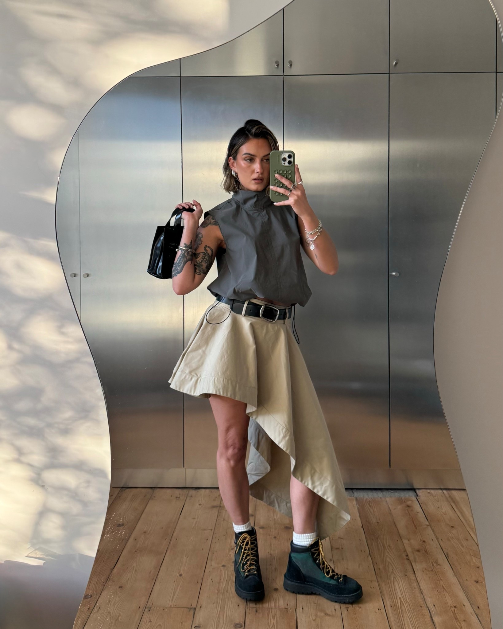 Funnel neck top, asymmetric skirt, Topshop outfit, spring outfit, beige skirt

#LTKspring #LTKuk #LTKeurope