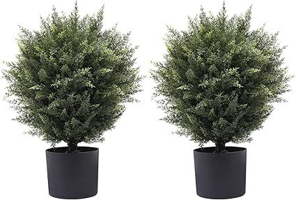 21” Artificial Cedar Outdoor Artificial Shrub Sunlight Resistant Leafy Potted Plant Plant for I... | Amazon (US)