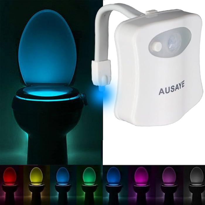 AUSAYE Toilet Night Light, Motion Sensor Lamp 8 Color Changing LED Toilet Bowl Night Light -Funny Unique Christmas Gifts for Mom Him Men Her Kids Stocking Stuffers | Amazon (US)