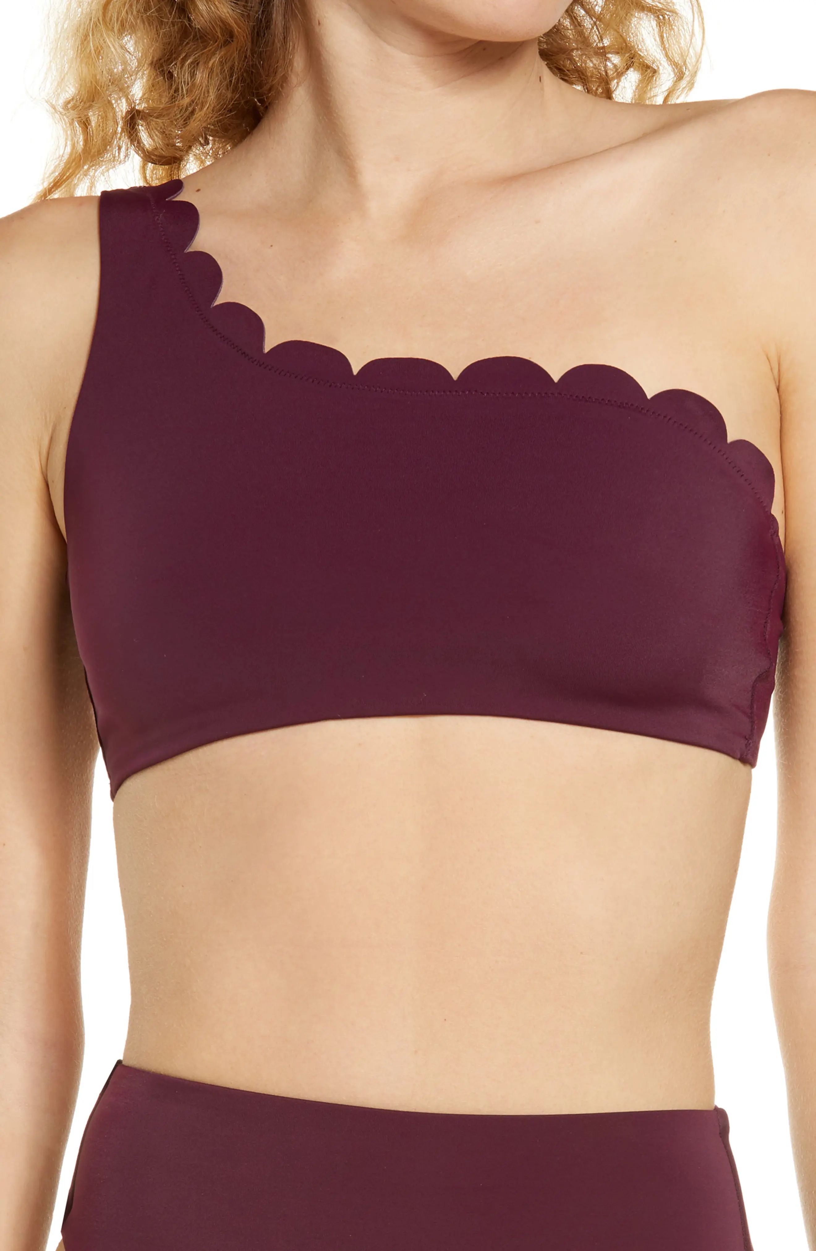 Women's Chelsea28 Scallop One-Shoulder Bikini Top, Size X-Large - Purple | Nordstrom