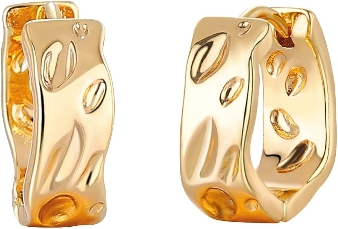 MTMY Women Gold Huggie Hoop Earrings 14K Gold Plated Small Simple Delicate Hoop Earrings Handmade Hy | Amazon (US)