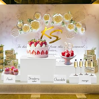 4 PCS Buffet Risers, Acrylic Risers Display Stands, Dessert Table Display Set, Collectibles Jewel... | Amazon (US)